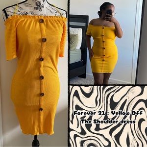 💜30% off sale💜 Forever 21 | Yellow off the shoulder dress